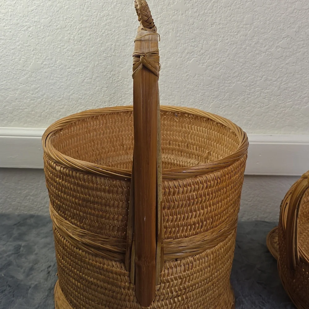 Vintage Basket Set Woven Hand Made